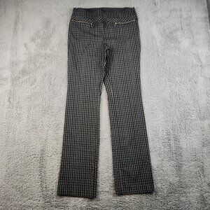 Violets & Roses Ruthy Zippers Bootcut Pants Womens 6 Black White Gingham Stretch
